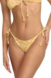 Billabong Golden Swell Tanga Side Tie Bikini Bottoms In Yellow
