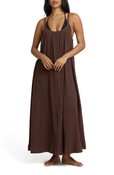Billabong Good Feels Low Back Maxi Cover-up Sundress In Brown