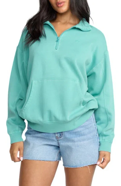 Billabong Half Zip Cotton Blend Fleece Pullover In Blue