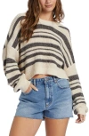 Billabong Hang Tight Stripe Crewneck Sweater In Black Sands