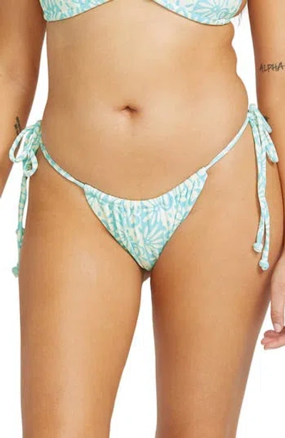 Billabong Happy Dance Bells Side Tie Bikini Bottoms In Blue