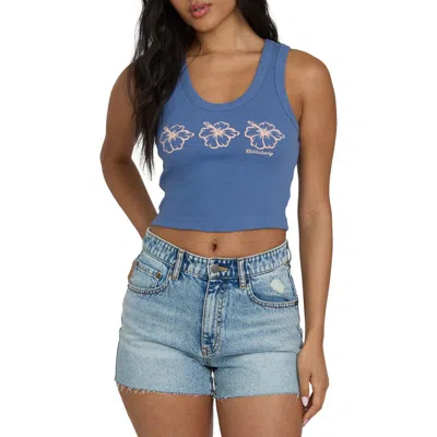 Billabong Headed To Sea Graphic Rib Knit Crop Tank In Blue