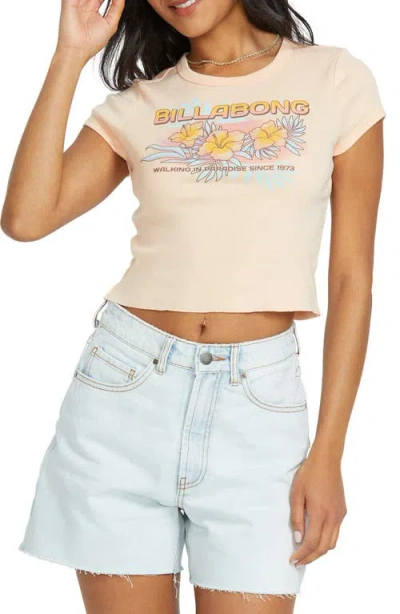 Billabong Hibiscus Cotton Graphic Baby Tee In Soft Peach