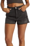 Billabong High Tides Raw Hem Denim Shorts In Fade To Black