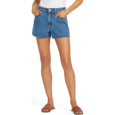 Billabong High Tides Raw Hem High Waist Denim Shorts In Deep Sea