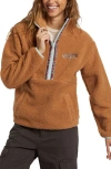 Billabong Horizon High Pile Fleece Half Zip Sweatshirt In Sandalwood