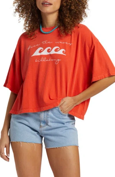 Billabong Hot Fun Cotton Graphic T-shirt In Red