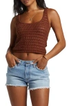 Billabong Hot Shot Open Stitch Cotton Sweater Tank In Toasted Coconut