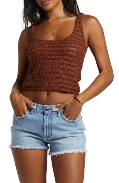 Billabong Hot Shot Open Stitch Cotton Sweater Tank In Toasted Coconut