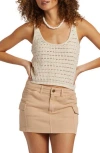Billabong Hot Shot Open Stitch Cotton Sweater Tank In Whitecap