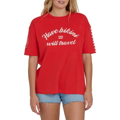 Billabong I Will Travel Graphic Cotton T-shirt In Red