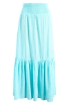 Billabong In The Palms Tiered Cotton Maxi Skirt In High Tide