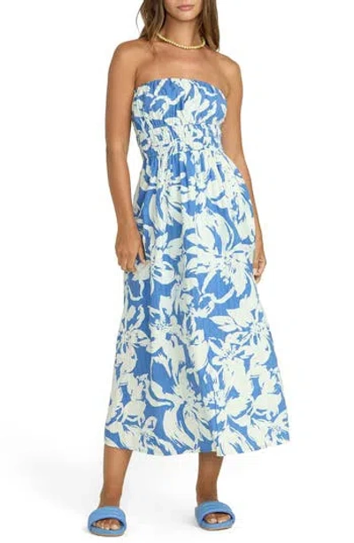 Billabong In The Sky Strapless Midi Dress In Blue