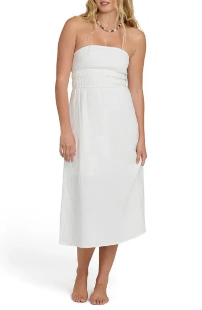 Billabong In The Sky Strapless Midi Dress In White
