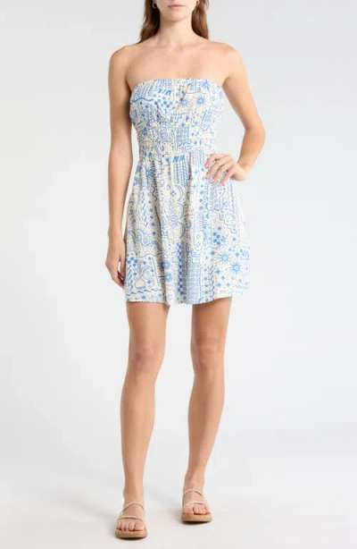 Billabong In The Sky Strapless Minidress In Blue