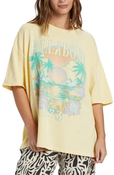 Billabong Island Holiday Oversize Cotton Graphic T-shirt In Yellow