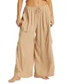 Billabong Beach Babe Wide Leg Cargo Pants In Khaki