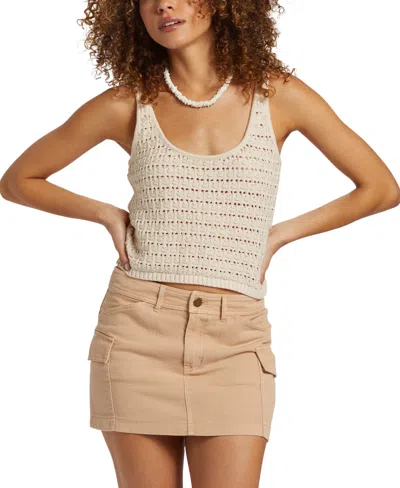 Billabong Hot Shot Open Stitch Cotton Sweater Tank In Whitecap