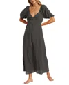 Billabong Love Fade Puff Sleeve Maxi Dress In Black