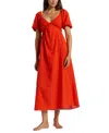 Billabong Love Fade Puff Sleeve Maxi Dress In Sunset Red