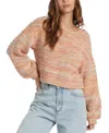 Billabong Vivid Sun Marled Cotton Crewneck Sweater In Multi