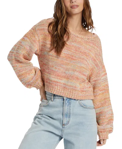 BILLABONG JUNIORS' VIVID SUN COTTON SCOOP-NECK LONG-SLEEVE SWEATER