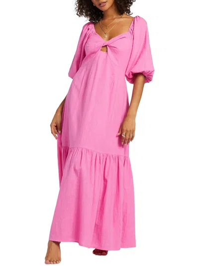 Billabong Juniors Womens Tea-length Peplum Maxi Dress In Multi