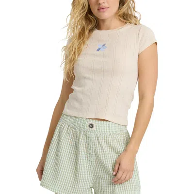 Billabong Just For You Embroidered Pointelle T-shirt In Neutral