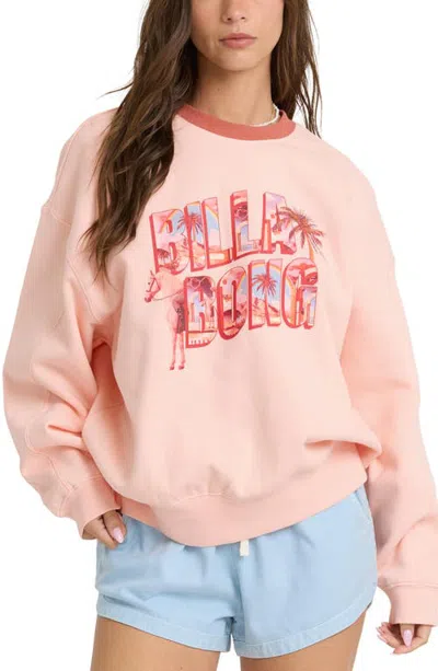 Billabong Kendal Graphic Oversized Sweatshirt In Pale Peach