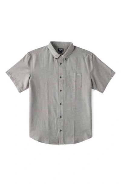 Billabong Kids' All Day Short Sleeve Button-down Shirt In Light Grey