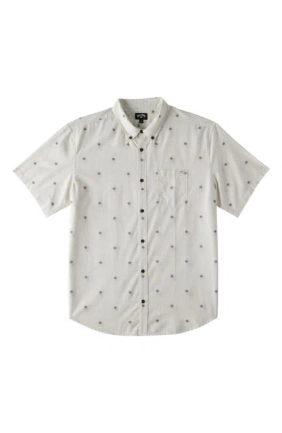 Billabong Kids' All Day Short Sleeve Jacquard Button-down Shirt In Chino