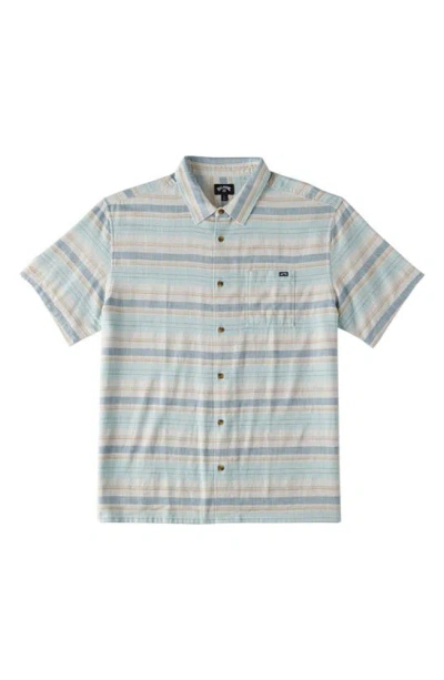 Billabong Kids' All Day Stripe Short Sleeve Button-up Shirt In Fog