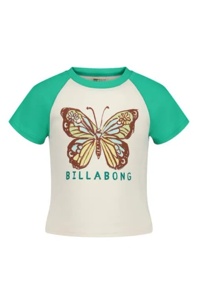 Billabong Kids' Butterfly Stamp Raglan T-shirt In Green