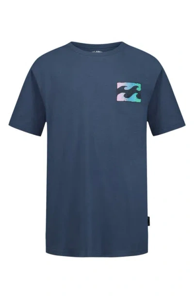 Billabong Kids' Crayon Wave Graphic T-shirt In Blue