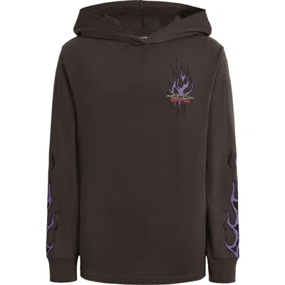 Billabong Kids' Flames Hooded Long Sleeve T-shirt In Black