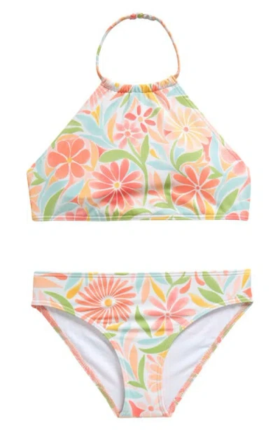 Billabong Kids' Is This Love High Neck Two-piece Swimsuit In Dusk Blue