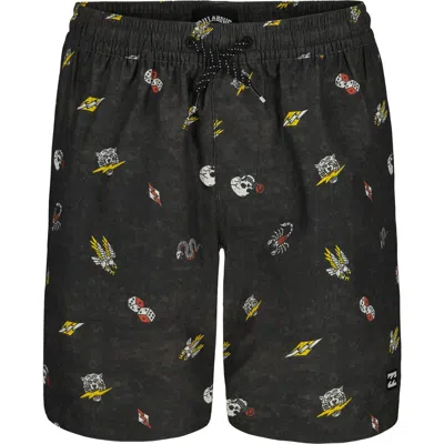 Billabong Kids' Lineup Layback Swim Trunk In Black