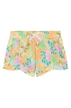 Billabong Kids' Mad For You Floral Drawstring Shorts In Salt Crystal