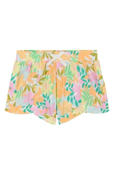 Billabong Kids' Mad For You Floral Drawstring Shorts In Salt Crystal