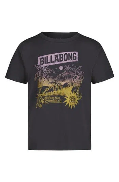 Billabong Kids' Open Late Graphic T-shirt In Black Sands