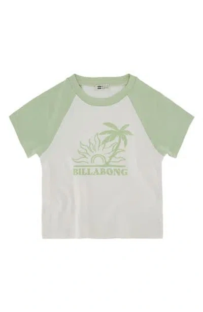 Billabong Kids' Palm Logo Raglan Sleeve Cotton Graphic T-shirt In Sage Frost