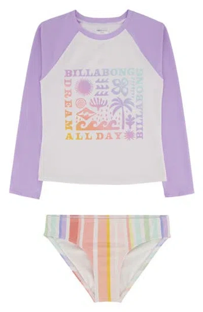 Billabong Kids' Sandy Day Rashguard Top & Bikini Bottoms Set