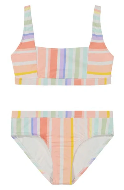 Billabong Kids' Sandy Day Stripe Two-piece Swimsuit In Peaceful Lilac