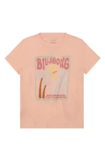 Billabong Kids' Stamped Wave Cotton Graphic T-shirt In Soft Peach