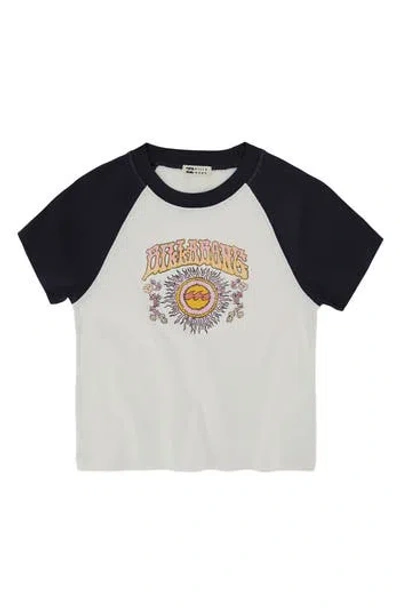 Billabong Kids' Stay Sunshine Raglan Sleeve Cotton Graphic T-shirt In Black Sands