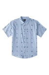 Billabong Kids' Sundays Cotton Blend Button-up Shirt In Blue Suede