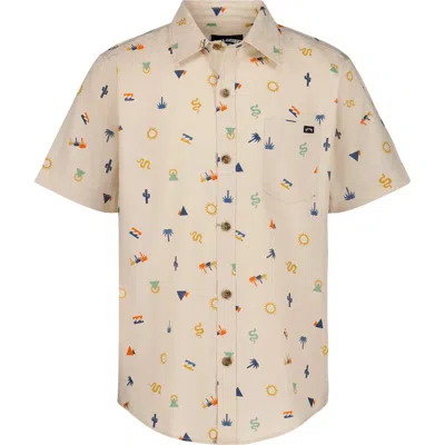 Billabong Kids' Sundays Short Sleeve Button-up Shirt In Brown