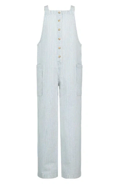 Billabong Kids' Sunshine Love Striped Seersucker Jumpsuit In Blue