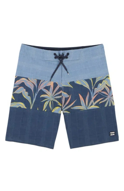 Billabong Kids' Tribong Pro Water Repellent Swim Trunks In Washed Blue