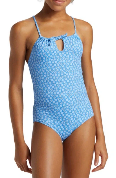 Billabong Kids' Tropic Tides One-piece Swimsuit In Marina